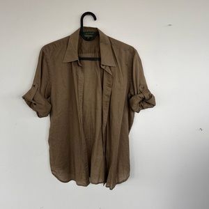 Ralph Lauren Khaki 3/4 Sleeve Button Up